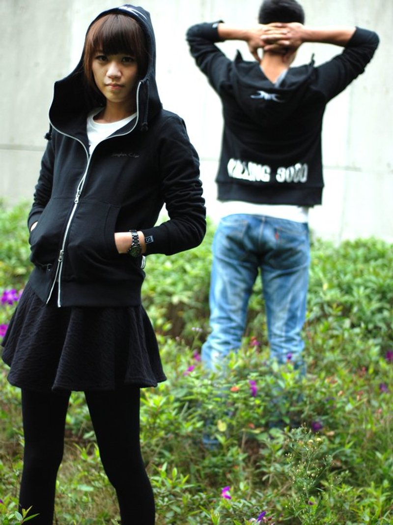 Stephen Chow系列_要你命三千雙面可穿黑色連帽外套 - 中性衛衣/T 恤 - 棉．麻 黑色