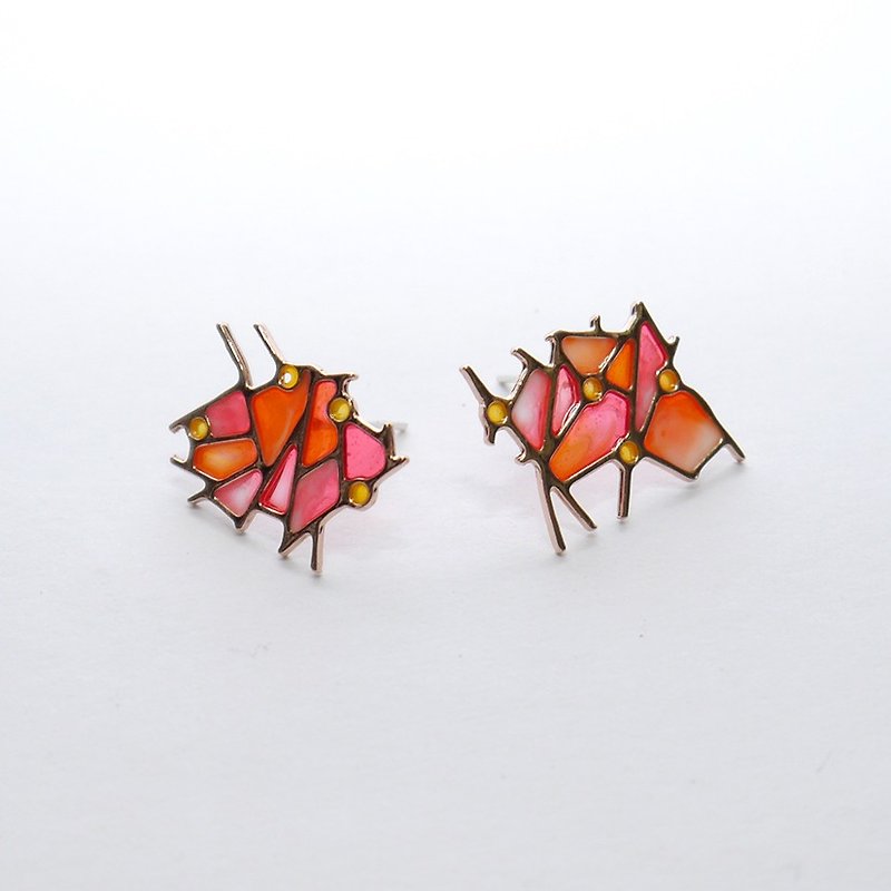 Spring translucent pink earrings - Earrings & Clip-ons - Other Metals Multicolor