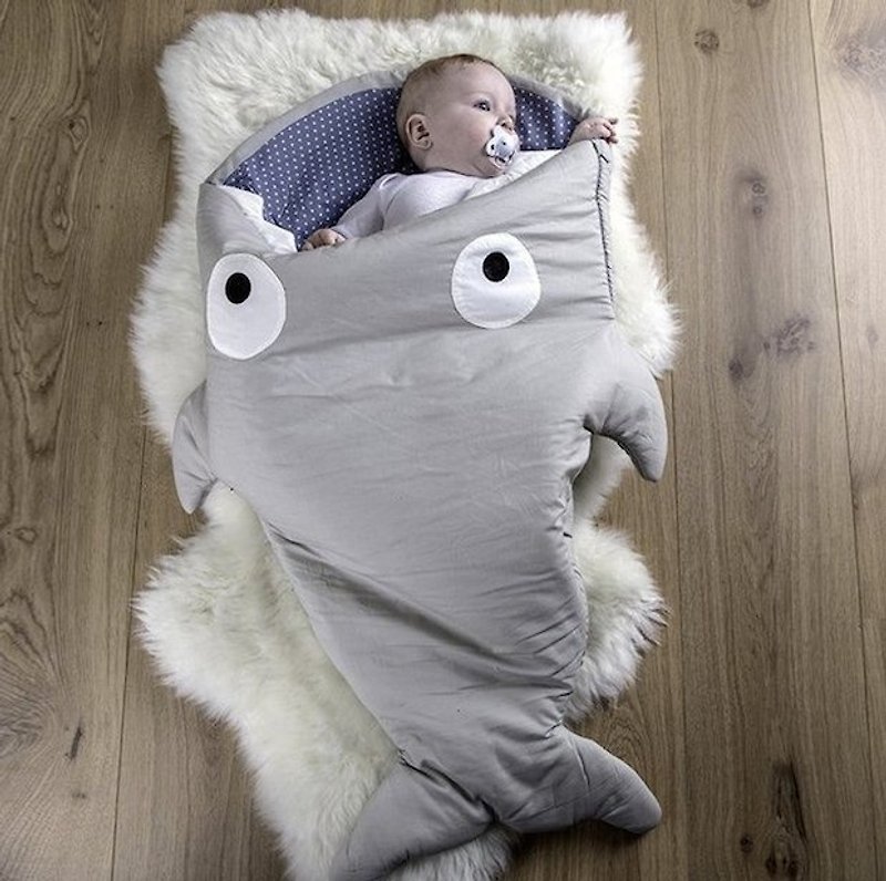 【西班牙製】鯊魚咬一口BabyBites純棉嬰幼兒多功能睡袋-標準版 - 滿月禮物 - 棉．麻 卡其色