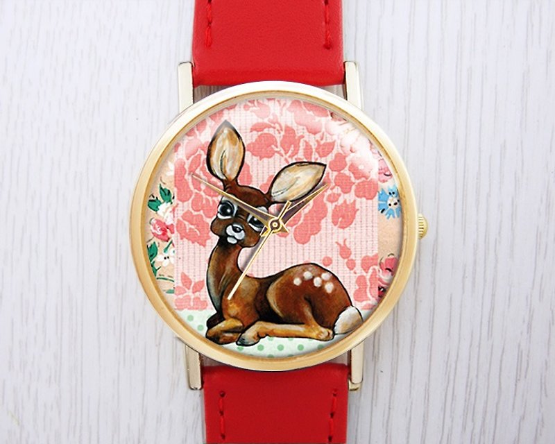 Cute Fawn-Ladies' Watches/Men's Watches/Unisex Watches/Accessories【Special U Design】 - Women's Watches - Other Metals Red