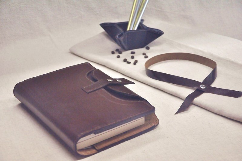 Cycle Life series: brown leather book jacket leather case - Notebooks & Journals - Genuine Leather Brown