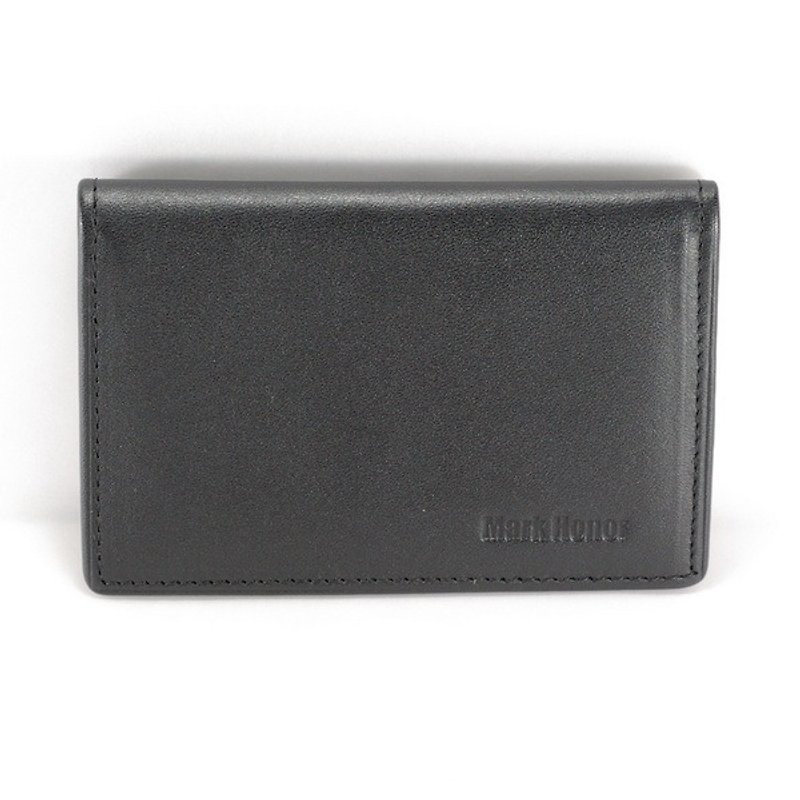 Classic Minimalist Wallet Dark Black Business Card Holder - Card Stands - Genuine Leather 