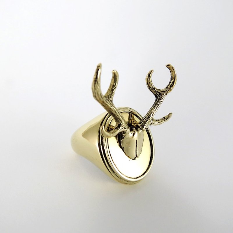 鹿角黃銅戒指 - 戒指 - 其他金屬 金色