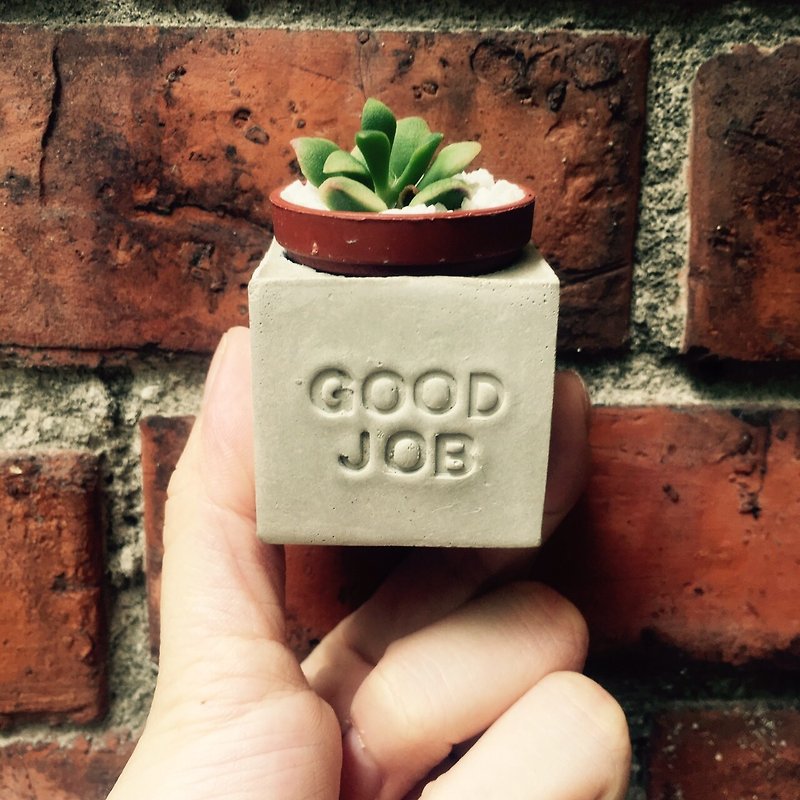 Good Job!!（棒棒～!）磁鐵盆栽 - 植栽/盆栽 - 水泥 灰色