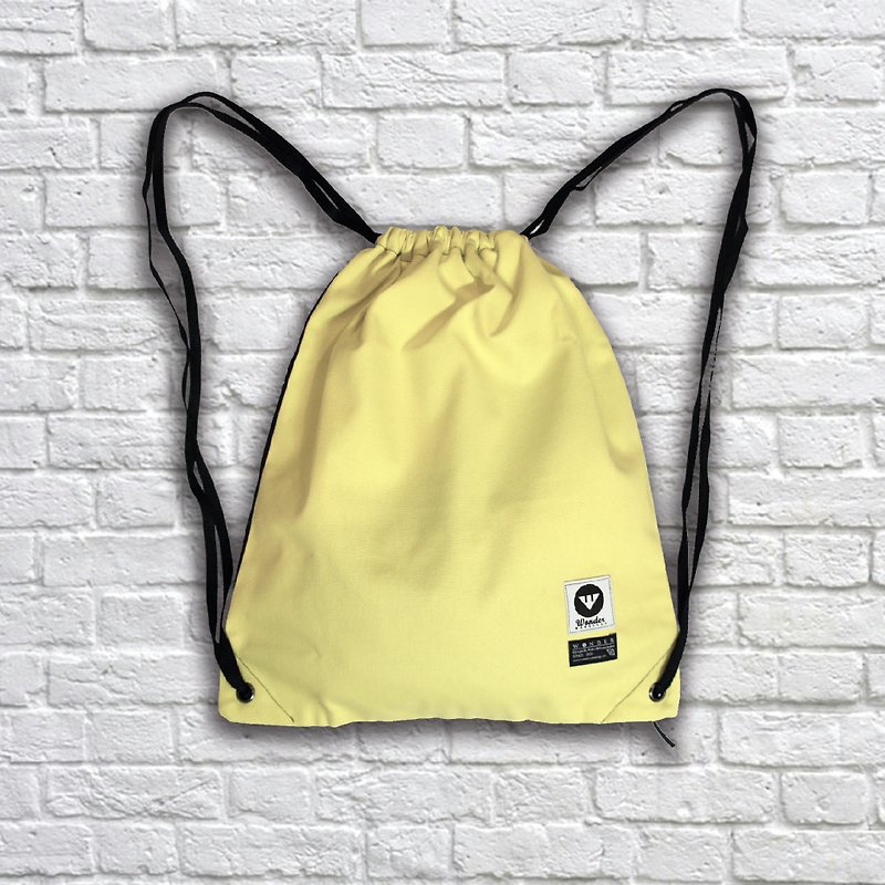 [Emilia Yellow] 淡粉纓絨黃 手工 帆布 束口袋 - 水桶袋/索繩袋 - 其他材質 黃色