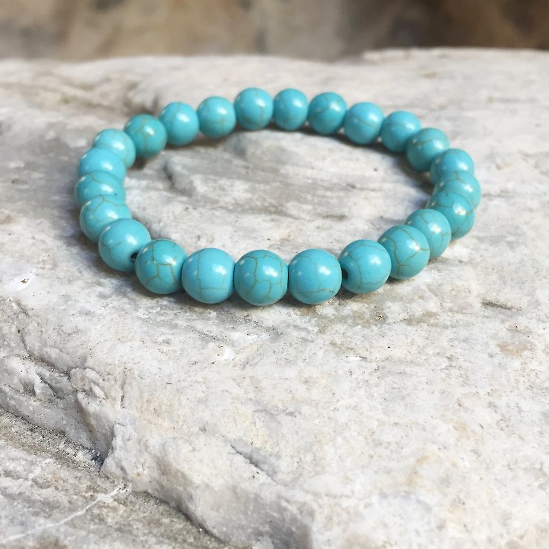 Turkey Sky | Teal turquoise | natural stone bracelet - สร้อยข้อมือ - หิน สีน้ำเงิน