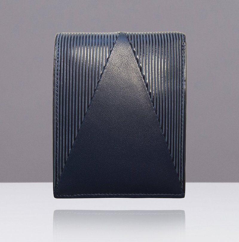 NEVER MIND-Short Wallet Short Wallet - Cowhide - DECO - Fashion Dark Blue - Wallets - Genuine Leather Blue