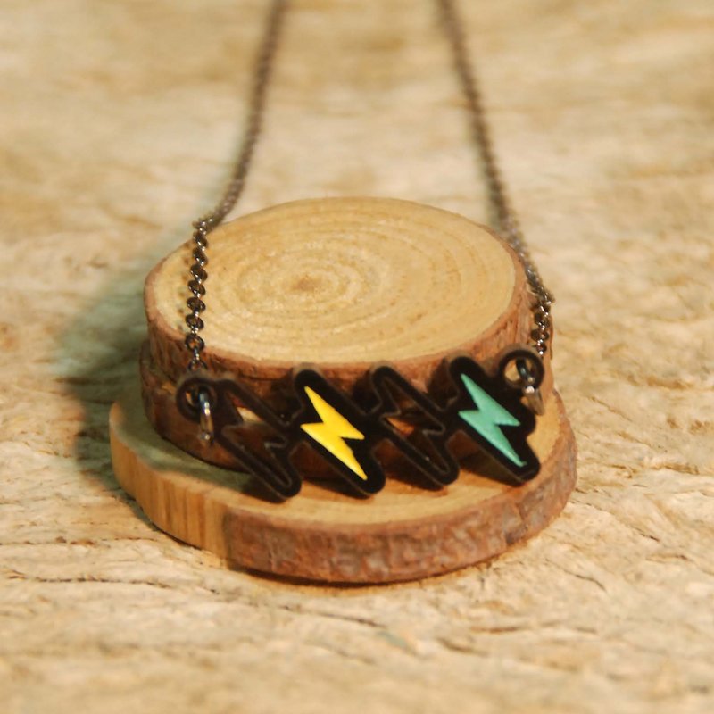 Lightning/Contrasting Color/Short Chain/ Acrylic Material - Necklaces - Acrylic Yellow
