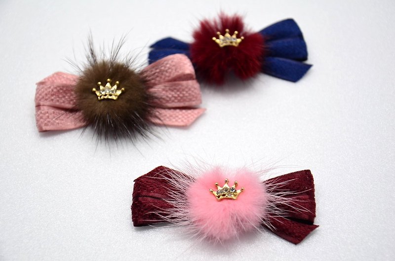 Sweet crown hair ball clip - Hair Accessories - Other Materials 