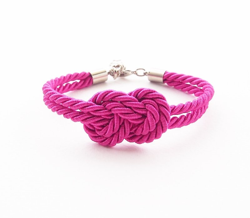 Fuchsia pink infinity rope bracelet - สร้อยข้อมือ - วัสดุอื่นๆ สึชมพู