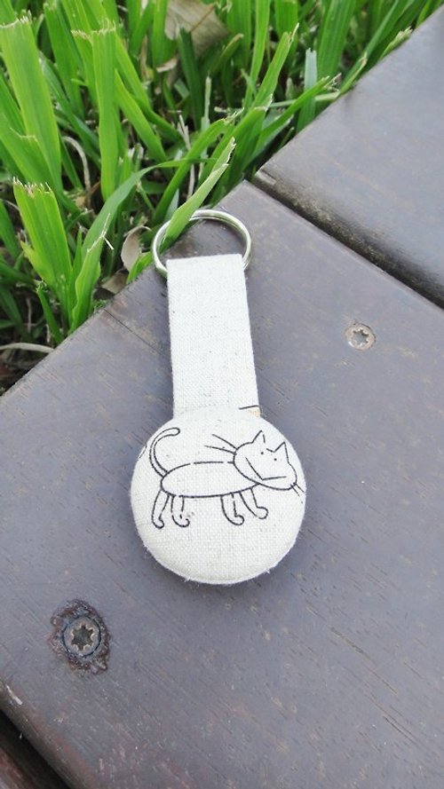 alma-handmade 手感布釦鑰匙圈 - Cat