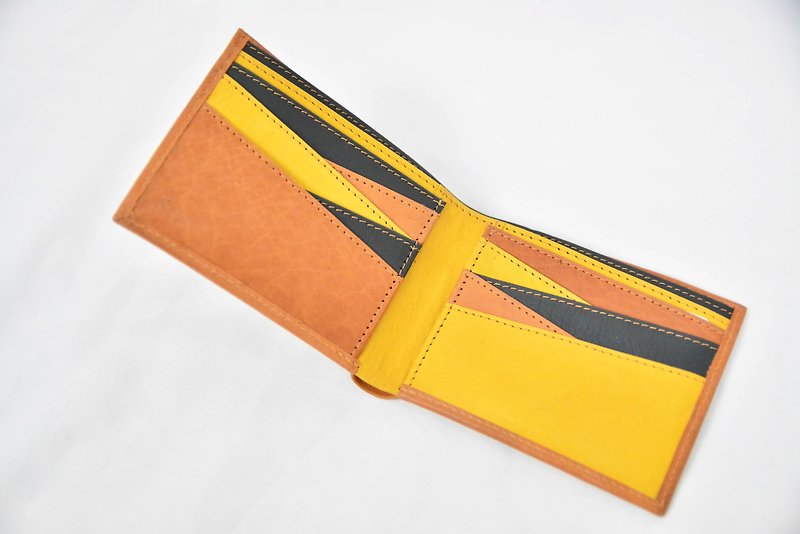 eco wallet-yellow brown-fair trade - กระเป๋าสตางค์ - หนังแท้ สีส้ม