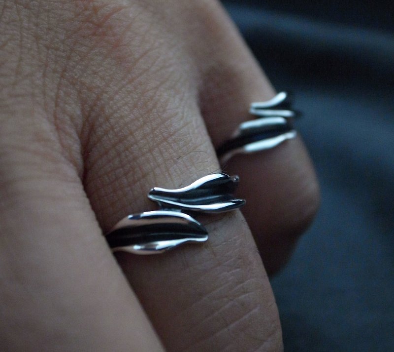 Ocean Series [Kombu] 925 sterling silver ring/seaweed marine life can be used as a couple's ring - แหวนทั่วไป - เงินแท้ สีเงิน