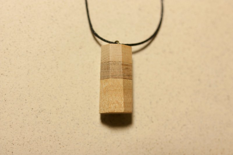 Wood and stone - three-color octagonal column crystal - Necklaces - Wood Brown