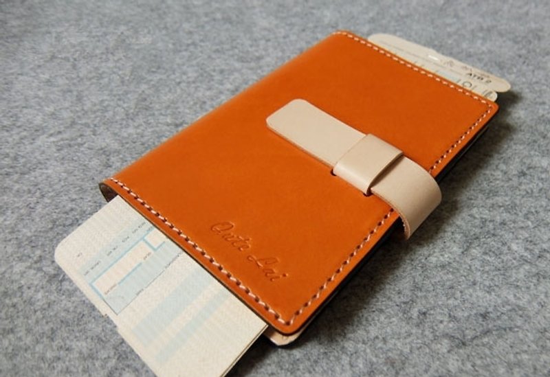 Leather passport holder Passport holder. Plug-in bright orange leather + primary color - ที่เก็บพาสปอร์ต - หนังแท้ หลากหลายสี