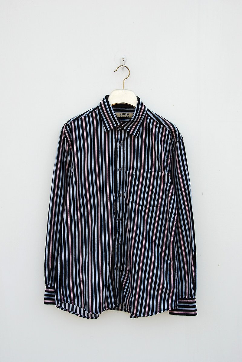 古著條紋襯衫 - シャツ・ブラウス - その他の素材 