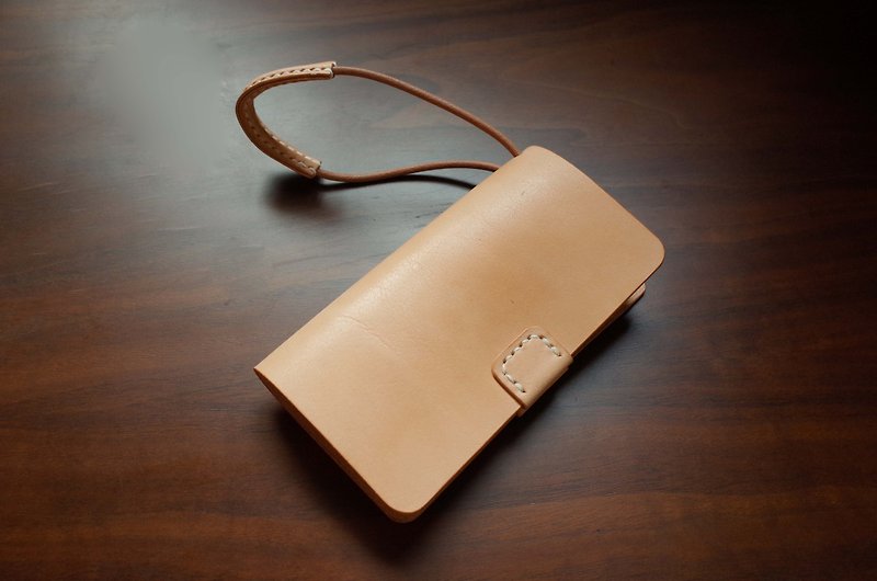 Full leather minimalist style key bag - large - primary colors - ที่ห้อยกุญแจ - หนังแท้ สีกากี