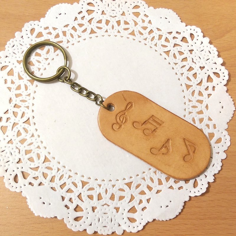 Note leather key ring (leather) - ที่ห้อยกุญแจ - หนังแท้ สีนำ้ตาล