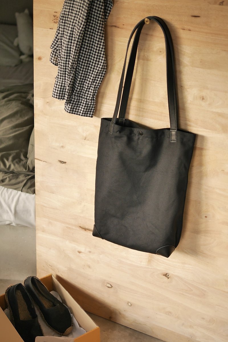 帆布托特包 - 黑色 - 側背包/斜孭袋 - 其他材質 黑色