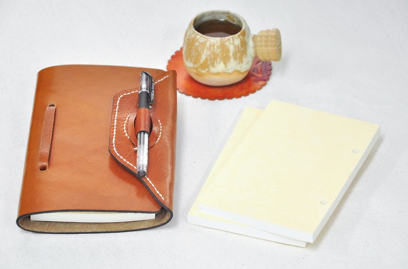 「絆」（KIZUNA）「皮革系」綁繩式手札No1:溫潤 - 筆記本/手帳 - 真皮 咖啡色