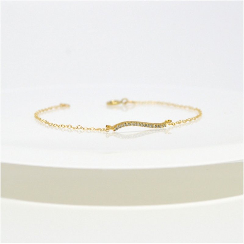 14kgf Curve Line CZ Bracelet 手链浪潮 立方氧化锆可爱的 - ブレスレット - 宝石 ゴールド