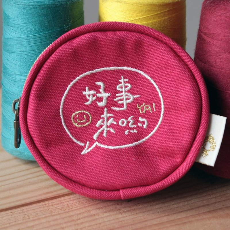 layoo │ good to be inside / pattern inside / Taiwan Canvas / Red - กระเป๋าใส่เหรียญ - วัสดุอื่นๆ สีแดง