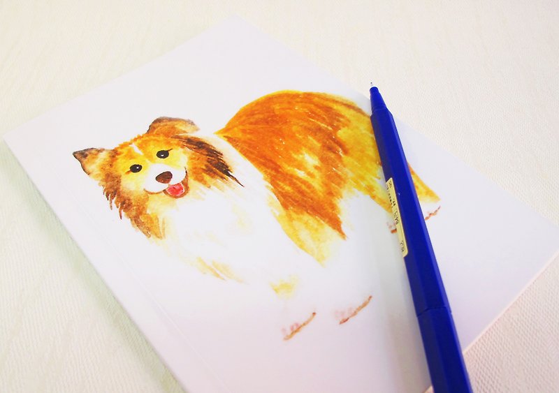 Shetland Sheepdog Notebook-A5 Hand painted Dog Sketchbook Journal Diary Sketchpad/Handmade/Personalized/Special/Unique/ Dog Animal Pet Lover - สมุดบันทึก/สมุดปฏิทิน - กระดาษ ขาว