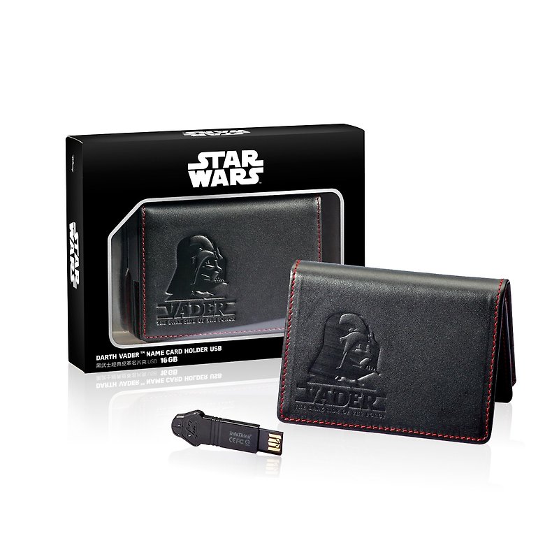InfoThink STARWARS Black Samurai Classic Leather Business Card Holder USB 32GB - ที่ตั้งบัตร - หนังแท้ สีดำ