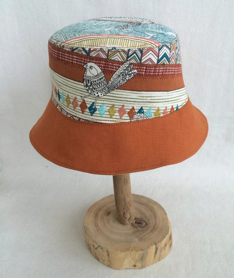 Va handmade Beanie series midsummer orange birds sided hat - Bibs - Other Materials Orange