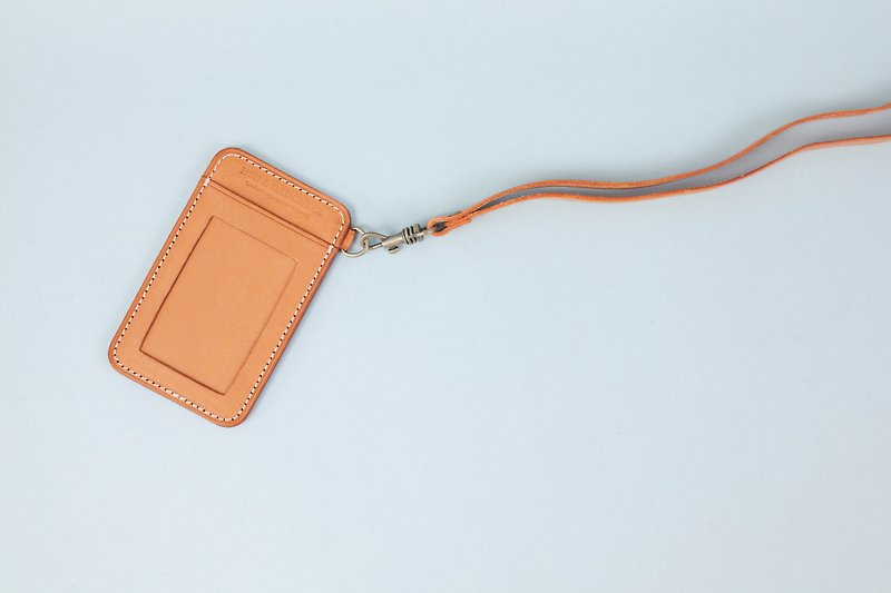 Oblique hanging identification card | Customized leather | Customized typing | ID holder | - ที่ใส่บัตรคล้องคอ - หนังแท้ 