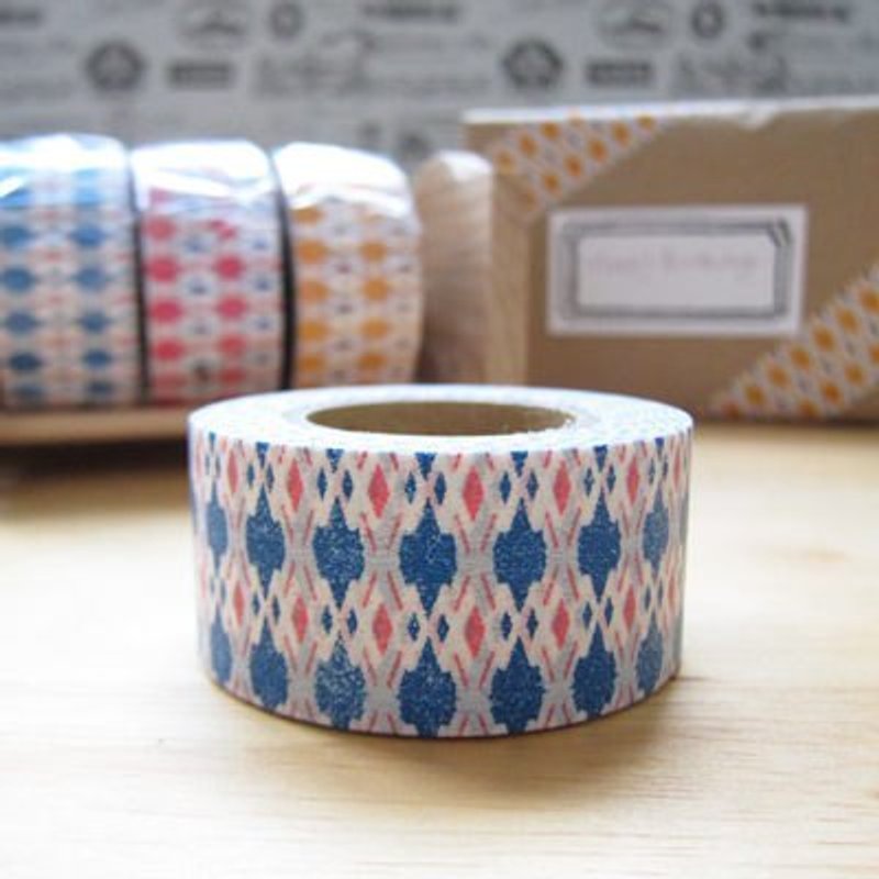 Marks Masking Tape MT和紙膠帶 EBI系列2代 幾何圖騰(EBI-MKT2-BL) - Washi Tape - Paper Blue