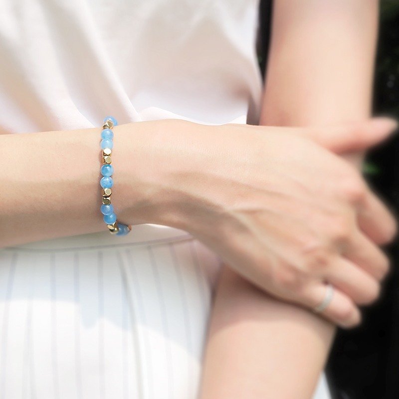 Soar ◆ blue- Unisex / natural ore / opal / brass / neutral style / bracelet bracelet gift custom design - งานโลหะ/เครื่องประดับ - วัสดุอื่นๆ สีน้ำเงิน