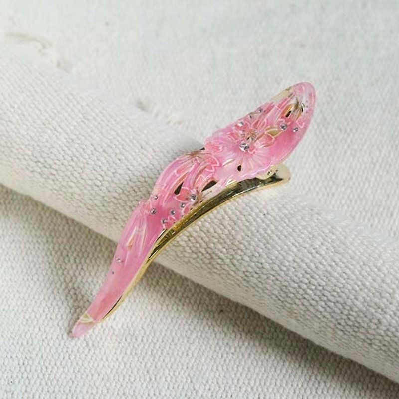 Thousand sakura fire, hollow diamond-set, bird beak clip-pink - Hair Accessories - Acrylic Pink