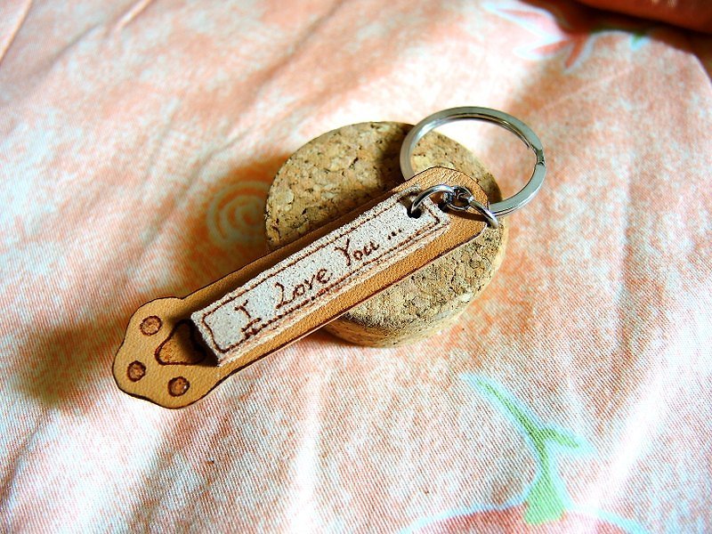 I love you ... kitten hand strap - Charms - Genuine Leather Brown