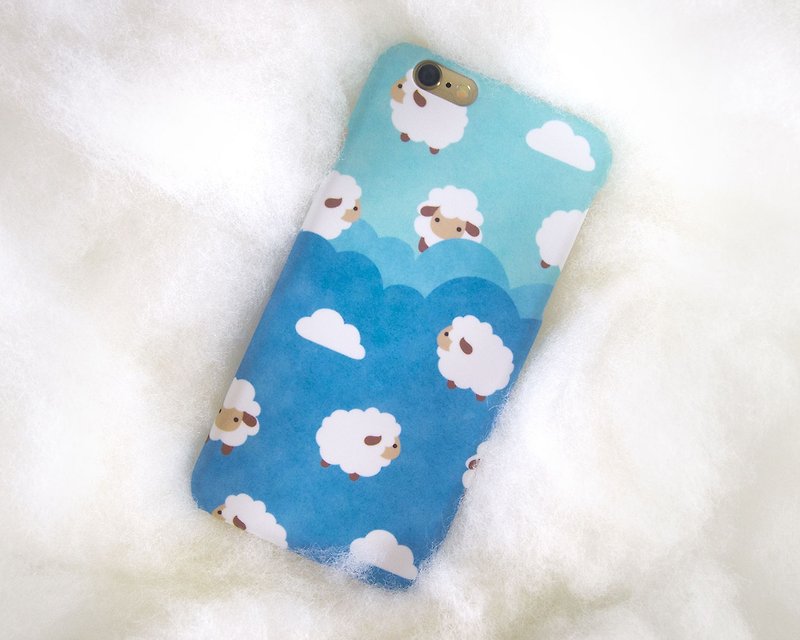 Fluffy sheep iPhone case 手機殼 เคสมือถือแกะน้อย - Phone Cases - Plastic Blue