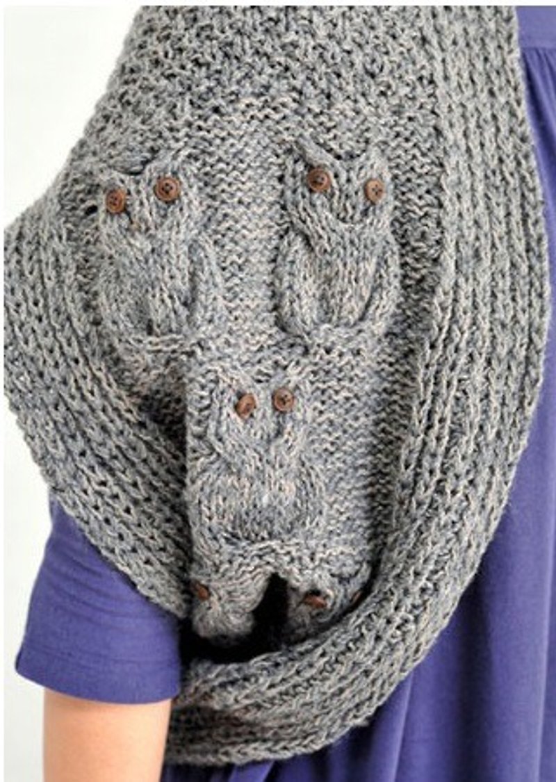 Earth tree fair trade- "Scarf" - hand-knitted wool scarves 2Way owl multifunction vest (gray) - เสื้อกั๊กผู้หญิง - ขนแกะ 