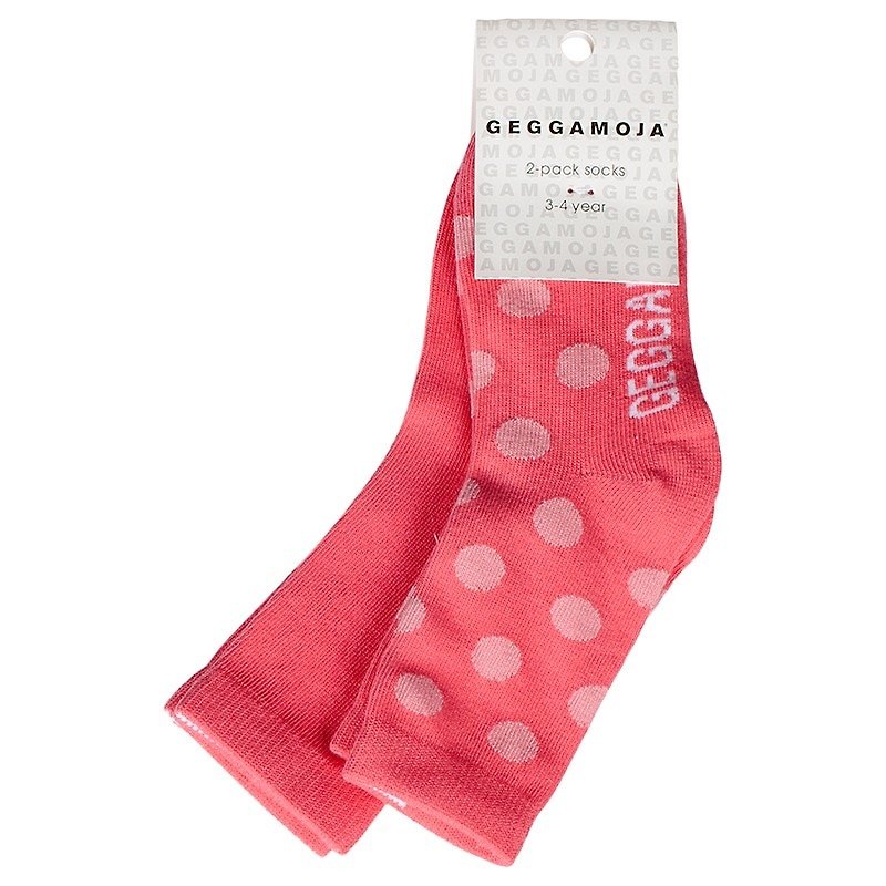 【北歐童裝】瑞典有機棉兒童襪子6M至2歲(2雙)點點/粉紅 - 嬰兒襪子 - 棉．麻 紅色