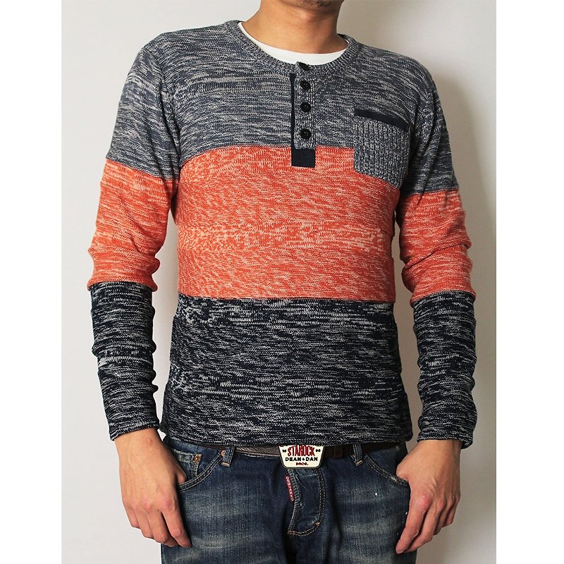 Former men's knit cardigan sweater color - orange NOVI - เสื้อยืดผู้ชาย - อะคริลิค สีส้ม