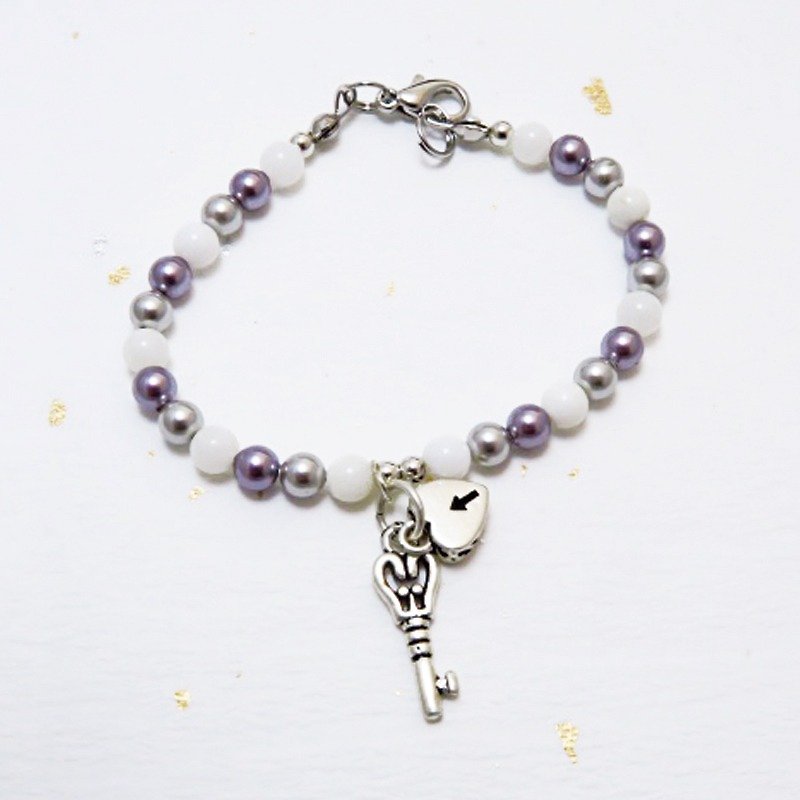 Search notices ◆ purple - Swarovski crystal pearl / white coral / bracelet bracelet gift custom design - งานโลหะ/เครื่องประดับ - วัสดุอื่นๆ สีม่วง
