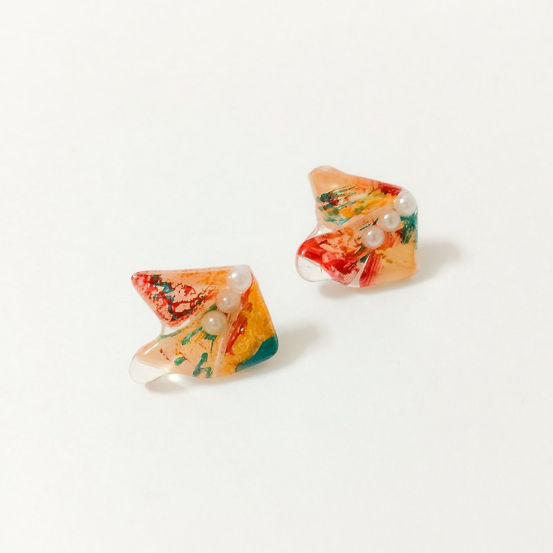 mini deformation painted earrings / ear - Earrings & Clip-ons - Plastic Multicolor