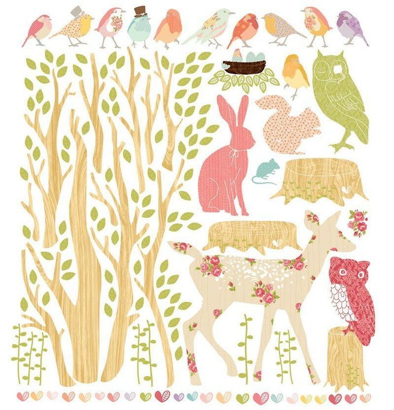 Woodland Scene - Girly (X-large) - Wall Décor - Other Materials Multicolor
