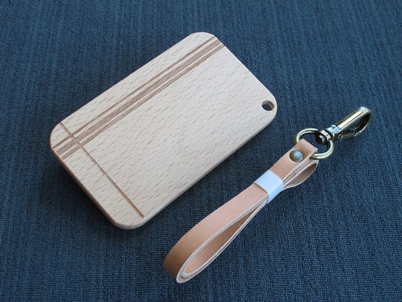 Log IC Card Holder-Beech Heng Laser Carving (Kadomaru) - ID & Badge Holders - Wood Orange