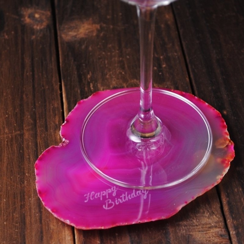 Mother's Day [agate natural mineral glass mat] (pink) ornaments stone lettering artwork (comes with a small wooden) - ที่รองแก้ว - เครื่องเพชรพลอย สึชมพู