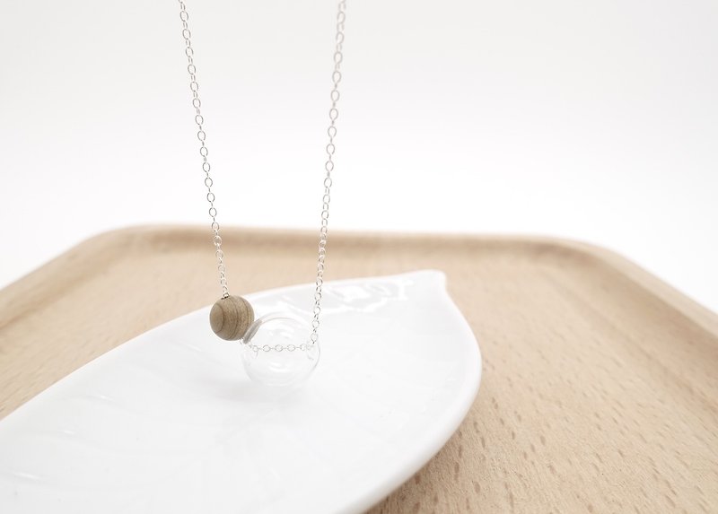 Simple Silver Jupiter transparent glass beads _ _ Phoebe necklace - Necklaces - Other Materials Brown