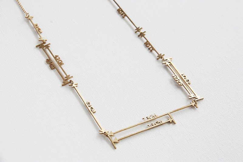 How long is it.... Measurement Vector Necklace - Mathematical Geometric Brass - Necklaces - Other Metals Gold