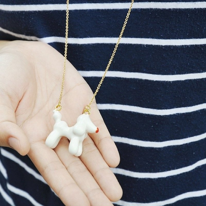 Glorikami White Balloon Dog Necklace - Necklaces - Other Metals White