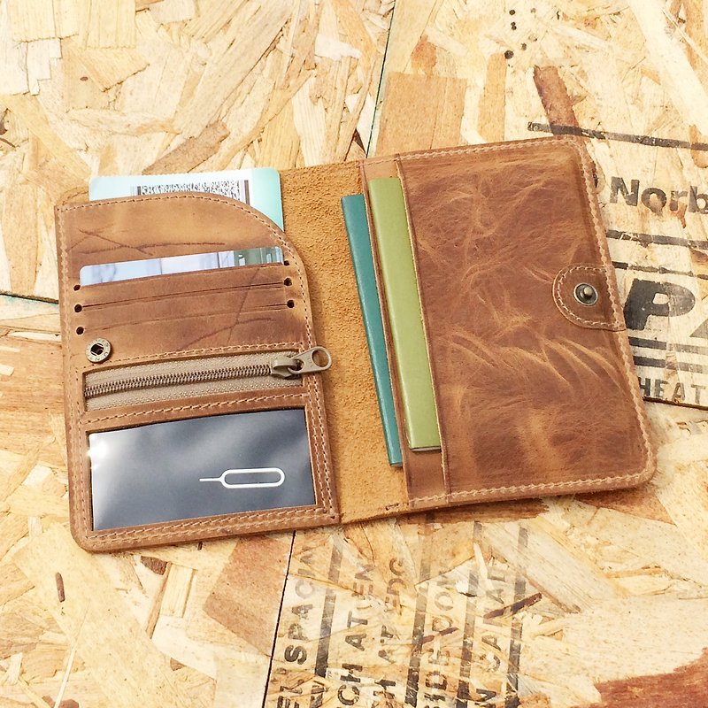 "Naughty girl" retro coffee _ Passport Case (without logo, free mark), handmade leather passport - Passport Holders & Cases - Genuine Leather Brown