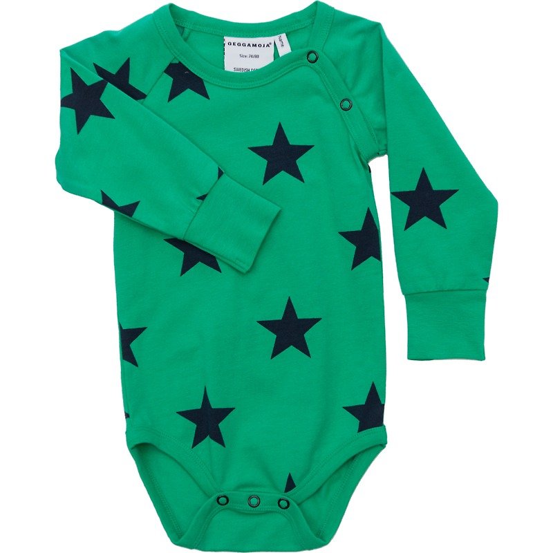 [Sweden] made of organic cotton clothing fashion star long sleeve package fart green (for 6M-24M) - Other - Cotton & Hemp 