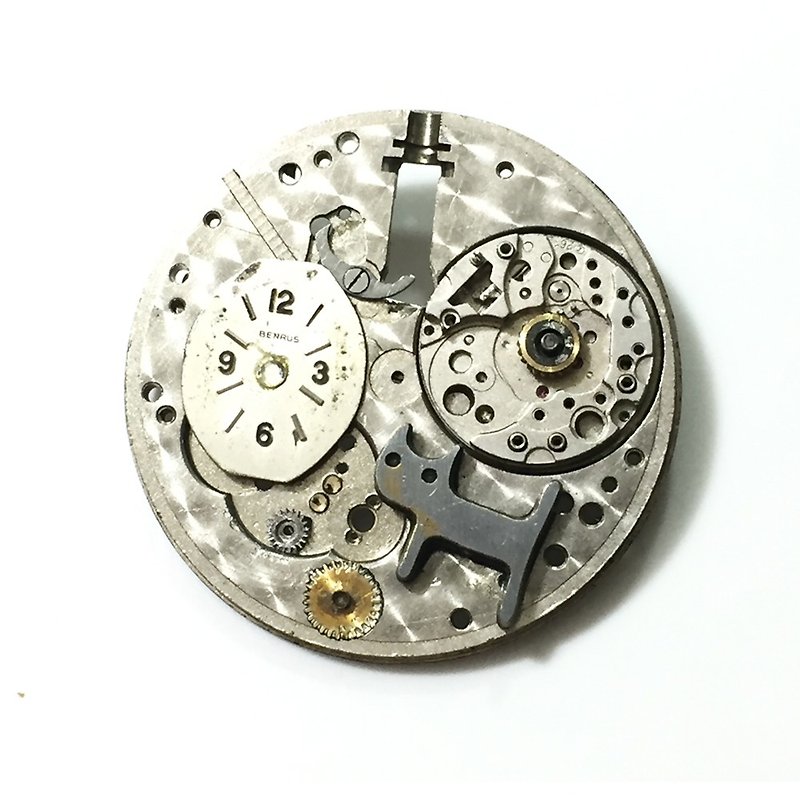 Steampunk steam punk style brooch cat pocket watch movement - Brooches - Other Metals Gray