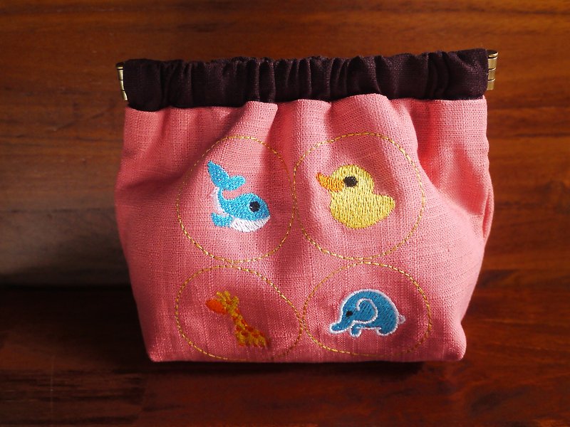 Cute animal embroidery shrapnel gold storage bag wallet can be embroidered in English name please note - Coin Purses - Thread Multicolor